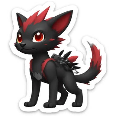 cool edgy black punk red animal hybrid Fakemon full body sticker