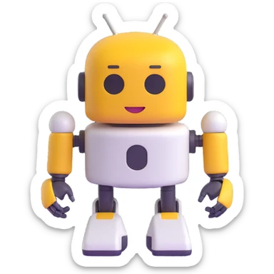 Change the blue color to a different shade for the blue AI robot, keep the 3D emoji style, no background. sticker