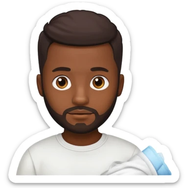 Dark brown skin man with a light beard and a nappy fade haircut with dark brown eyes sticker