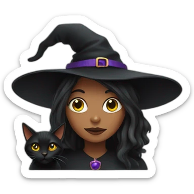 Witch with black cat sticker