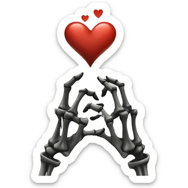 Skeleton hands doing a heart sticker