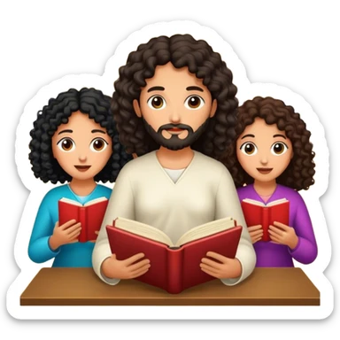 Devotional Christ with 3 woman black curly in house reading sticker