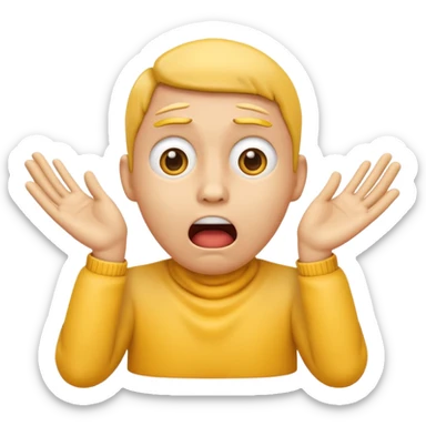 yellow face emoji with shocked expression and hands tightly gripping its own neck sticker