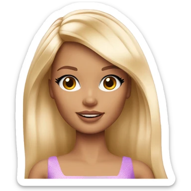 Beautiful Barbie blonde with bangs straight long hair  sticker