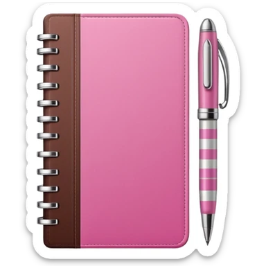 pink and brown striped diaries and pen sticker