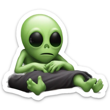 Alien is sleeping on the couch  sticker