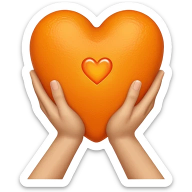 Pray hands + orange heart sticker