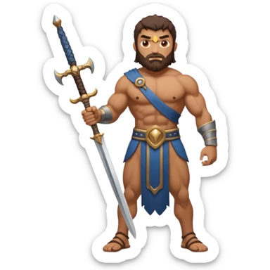 full length gigantic goliath from the bible ready for battle sticker