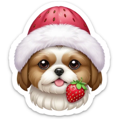 shihtzu with strawberry hat  sticker
