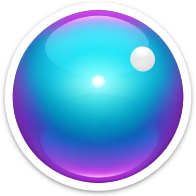 Magic glowing neon-Cyan-purple-gradient iridescent exotic magical glossy glassy 8-ball sticker