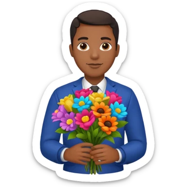 Black Male hand give a bogue of flowers sticker
