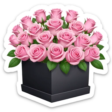bouquet of pink 25 roses in a white box sticker