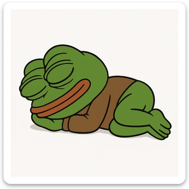 create a pepe sleeping, white background sticker