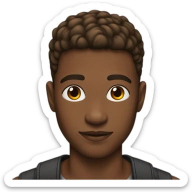 French crop mid fade Brown Hair Young african man emoji sticker