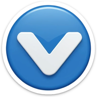 a small, round deep blue badge with a white check mark in the center, similar in style to the verification badge seen on social media sticker