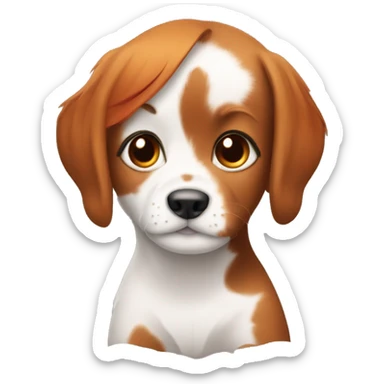 puppy with red head girl owner sticker