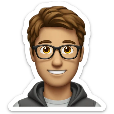 brown-haired man wearing glasses who is not able to get a key into a lock sticker