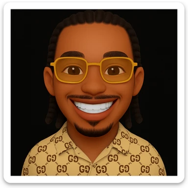 Add a smile with visible teeth to the emoji, keeping the original style and leaving the rest of the face unchanged. sticker