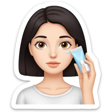 Girl with dark hair doing skincare sticker