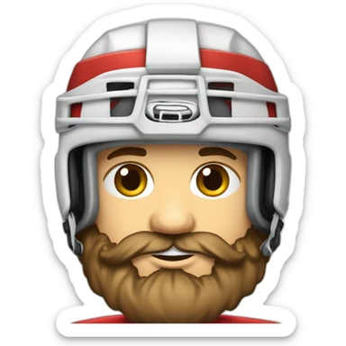 Hockeyeurs barbu avec son casque de hockey et un pansement sur la joue sticker