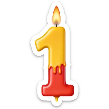 Birthday candles with the shape of the number 15 sticker