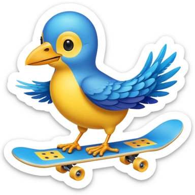 skateboarding bird sticker