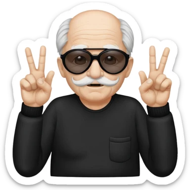 Some white old guy with a mask on and black shades with it also holding up the middle fingers sticker