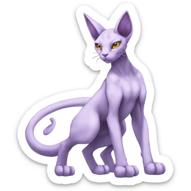 Anthro Mewtwo-Cat-Sphynx-Mecha-FurSona-Fakemon Nebula Full Body sticker