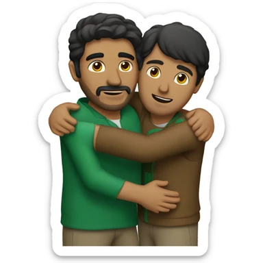 A pakistan man and a mexican man hugging sticker