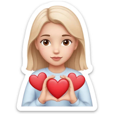 Girl with hearts saying I love you  sticker