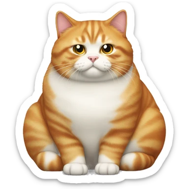 realistic fat ginger cat with white face sticker