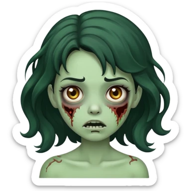 Garota zumbi com cabelo ondulado e preto sticker