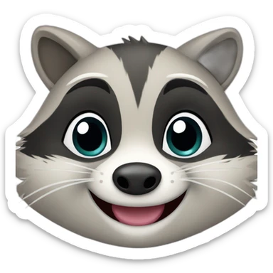 a cheerful raccoon sticker