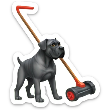 A Cane Corso mowing the lawn. sticker