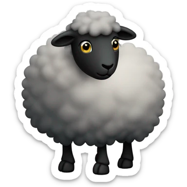cute black sheep with black wool, looking left where you can see the whole body sticker