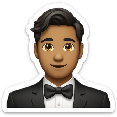 brown indian teenager with no facial hair wearing bow tie and black suit sticker