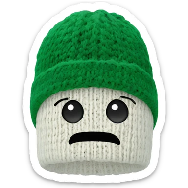 Green knitted winter beanie on its own sticker