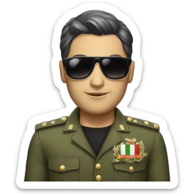 Italian white playboy with military black short hairs and dark sunglasses and italian-like clothes  sticker