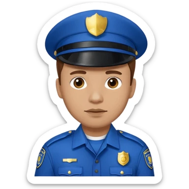 Police man wearing Blue uniform with hair sticker