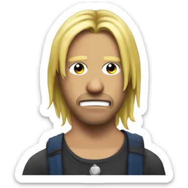 make me a Court Cobain style emoji make it sad because he doesnt have a water gun  sticker