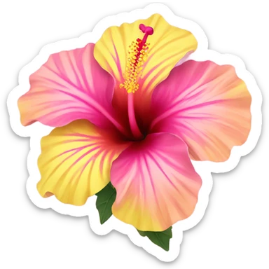 Pink and yellow hibiscus flower sticker