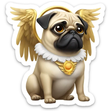 Pug with a halo and eagle wings sticker