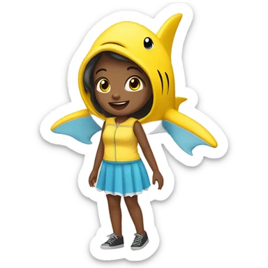 Girl with a yellow baby shark co costume  sticker