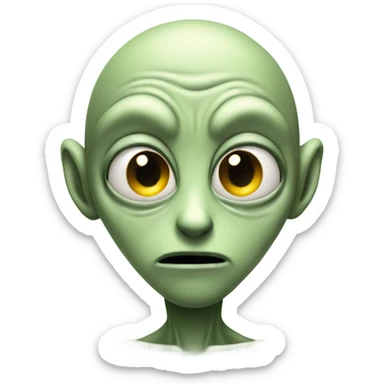 A skinny alien looking at the camera with extreme concentration, as some would say “locked in” sticker