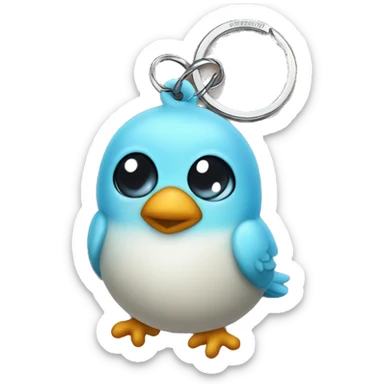 a keychain with a cute baby bird imprint on it  sticker