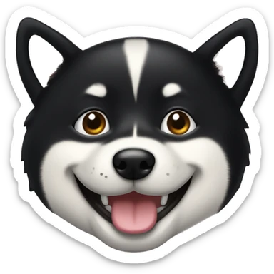 black shiba inu face | grinning face with big eyes | mouth | open | smile sticker