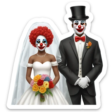 Clown groom with bride  sticker