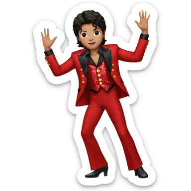 Maichel jackon bailando con un traje rojo y negro sticker