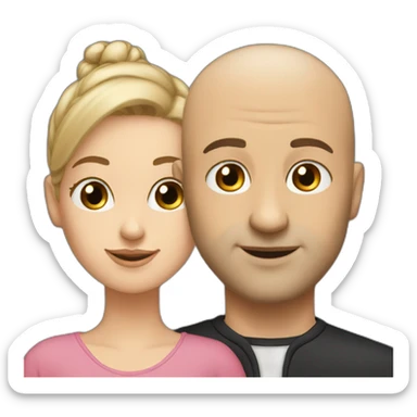 Bald man and his young wife sticker