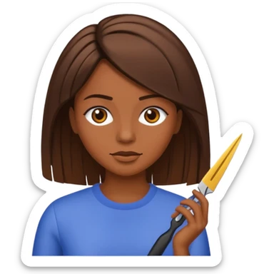 mujer cortando el pelo mechones sticker